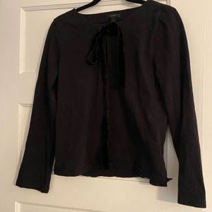 J crew womens black top velvet bow
